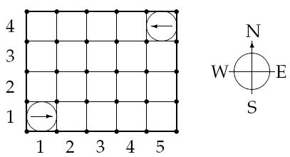 Figure 1: The starting positions of the robots in the sample warehouse